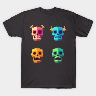 Colorful Creepy Neon Skulls set T-Shirt